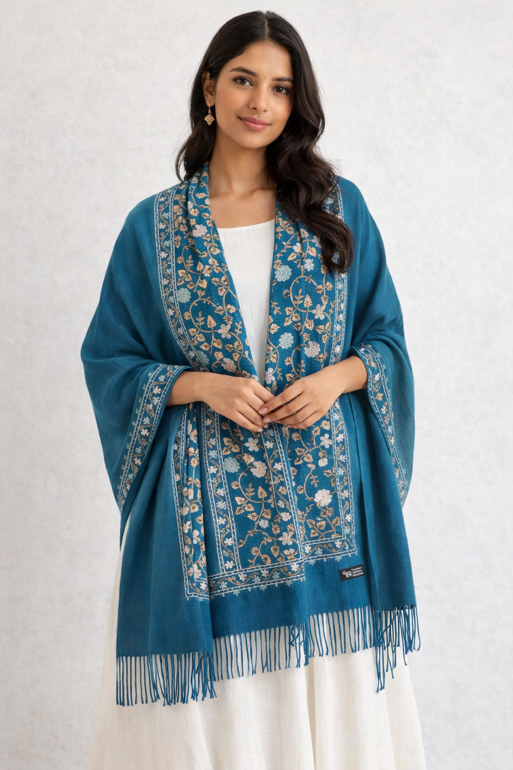 Elegant Teal Floral Scarf