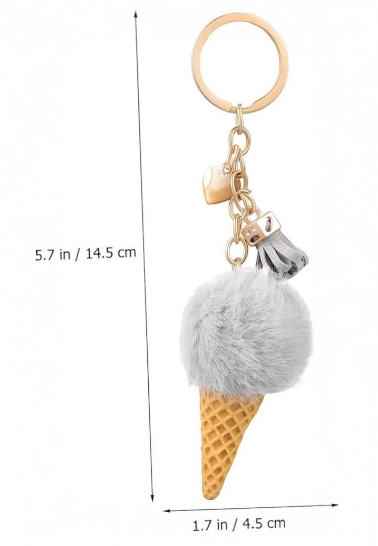 Cute Grey Sweet Cone Ice Cream Keychain