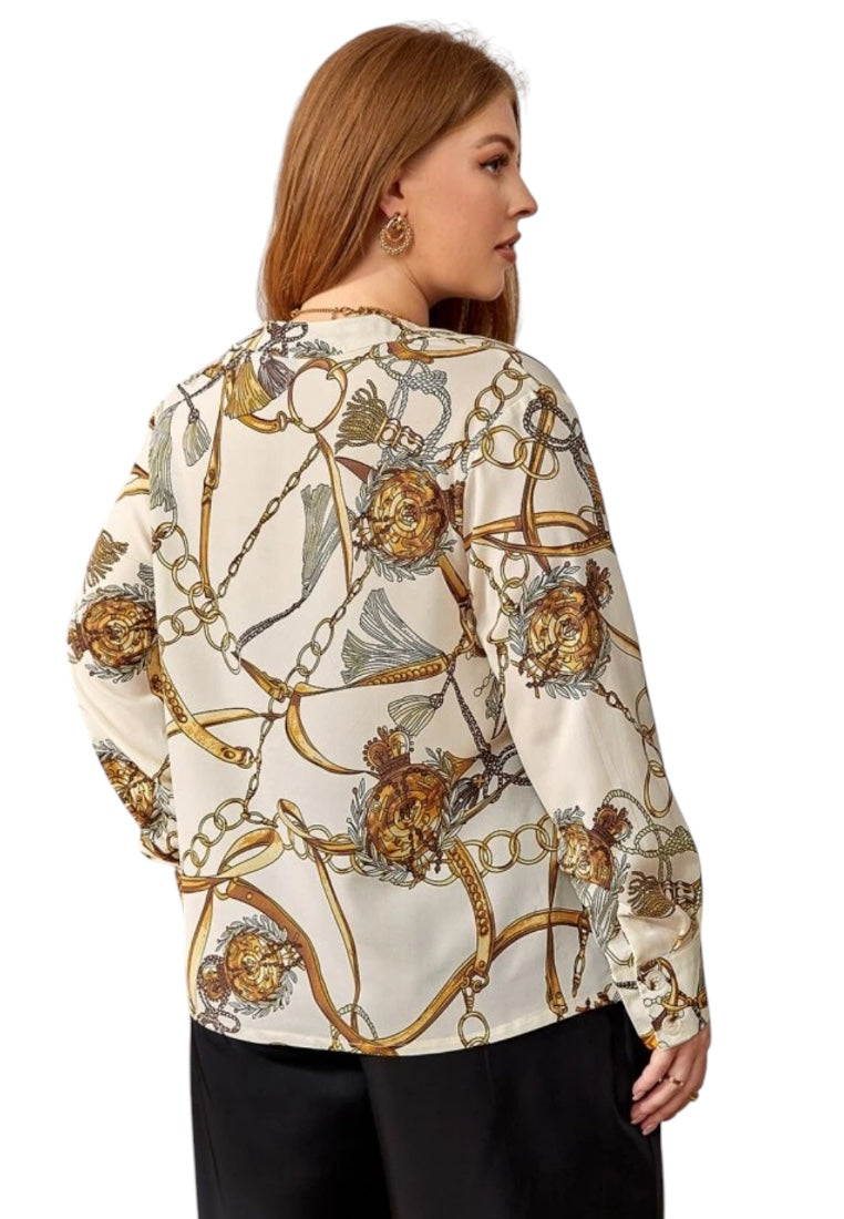 Plus Size Chain Print Blouse