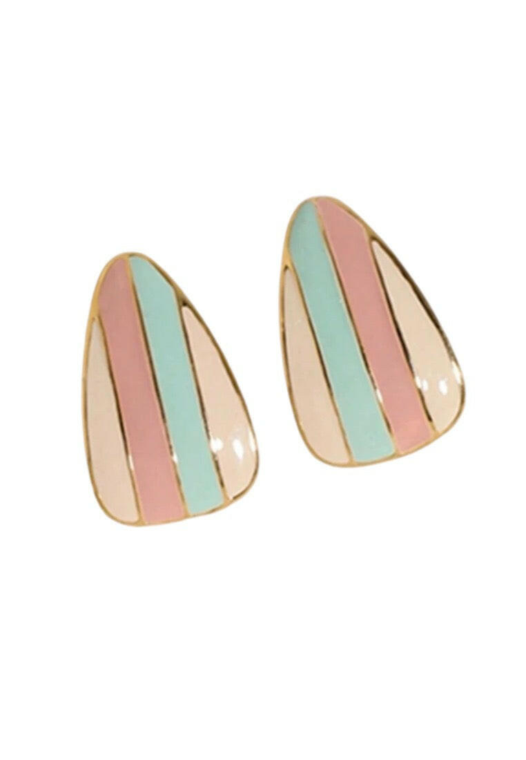 Geometric Waterdrop Color Block Stud Earrings