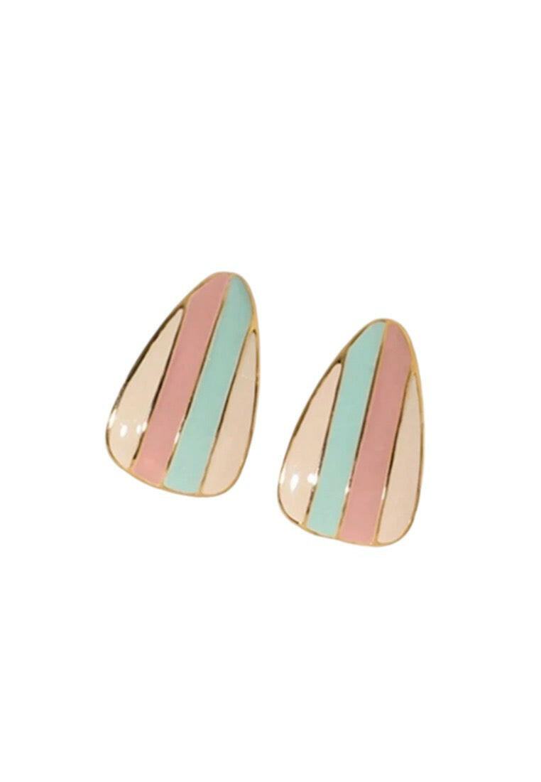 Geometric Waterdrop Color Block Stud Earrings