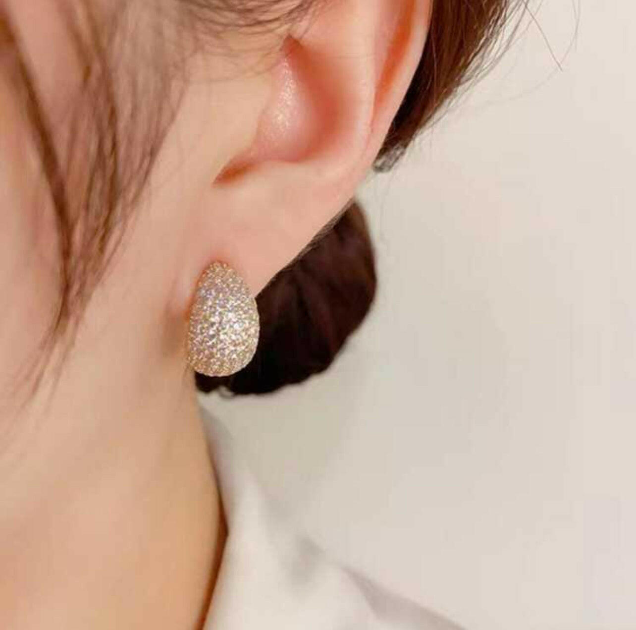 Cubic Zirconia Decor Stud Earrings