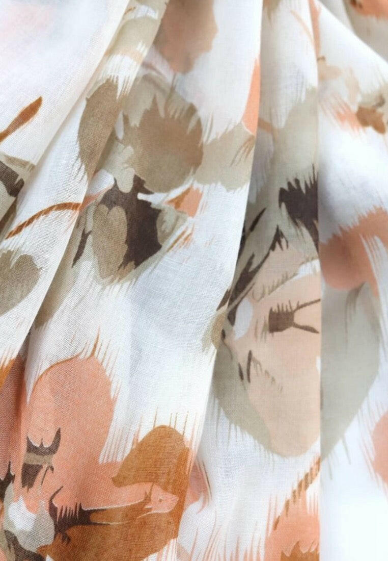 Tassel Butterfly And Flower Pattern Printed Scarf Elegant