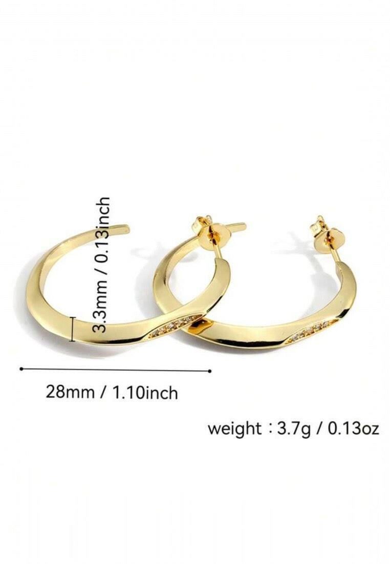 Minimalist Style Zirconia Inlaid Hoop Earrings