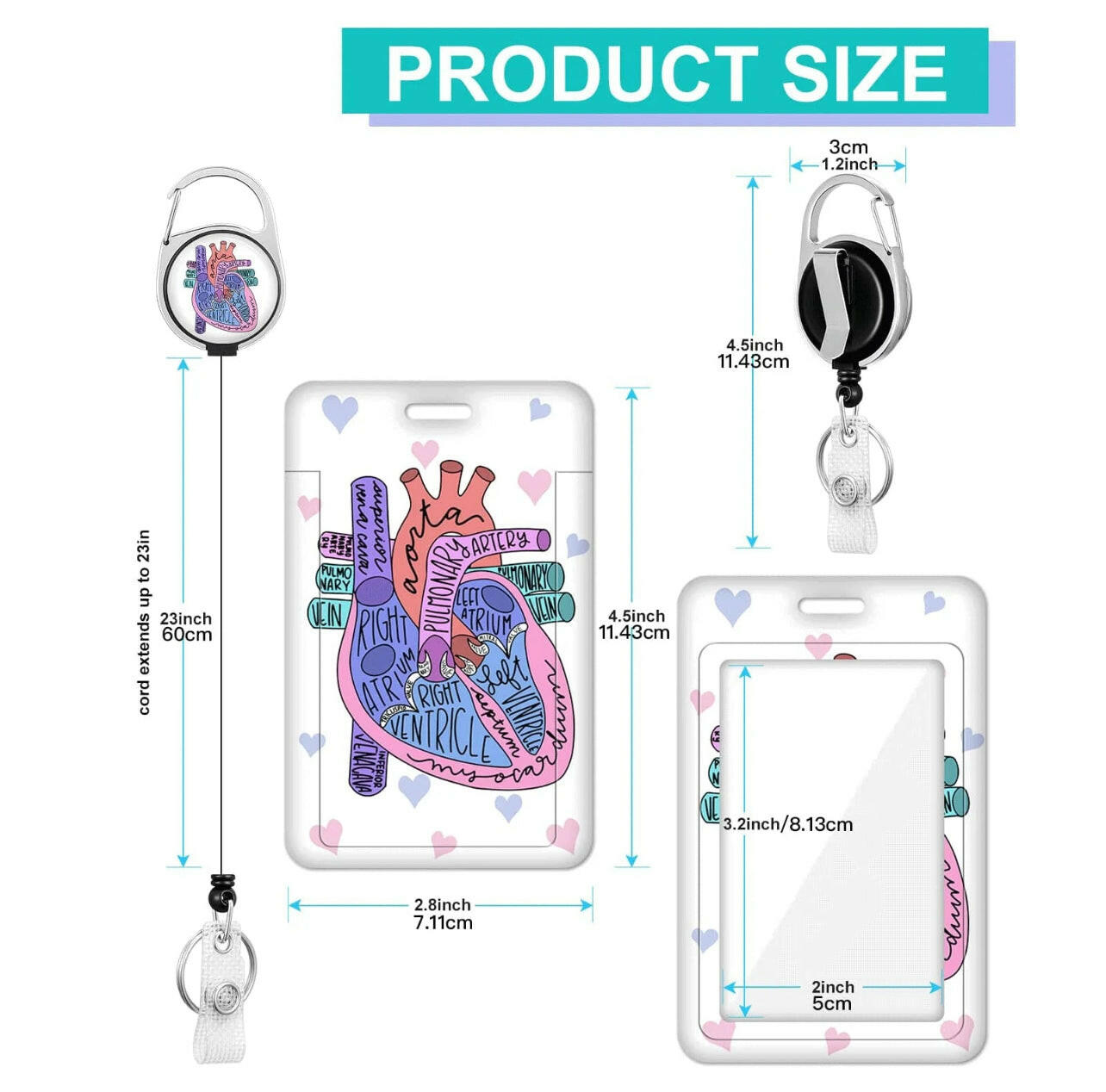1pc Heart Cardiac Id Holder