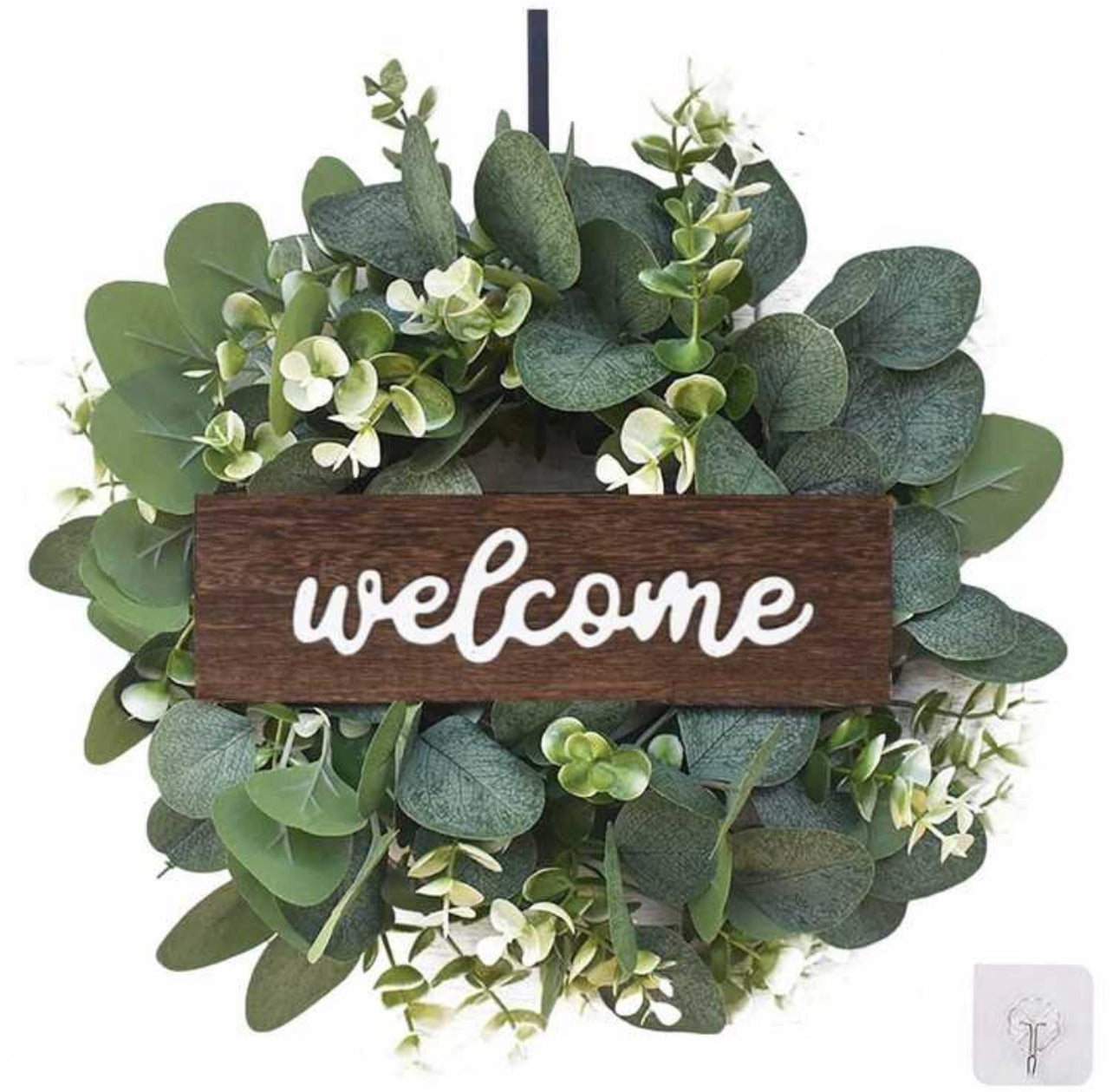 Green Eucalyptus Wreath With Welcome Sign