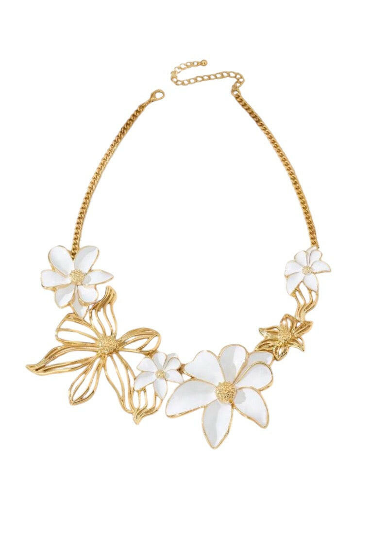 Metal Hollow Flower Drop Necklace