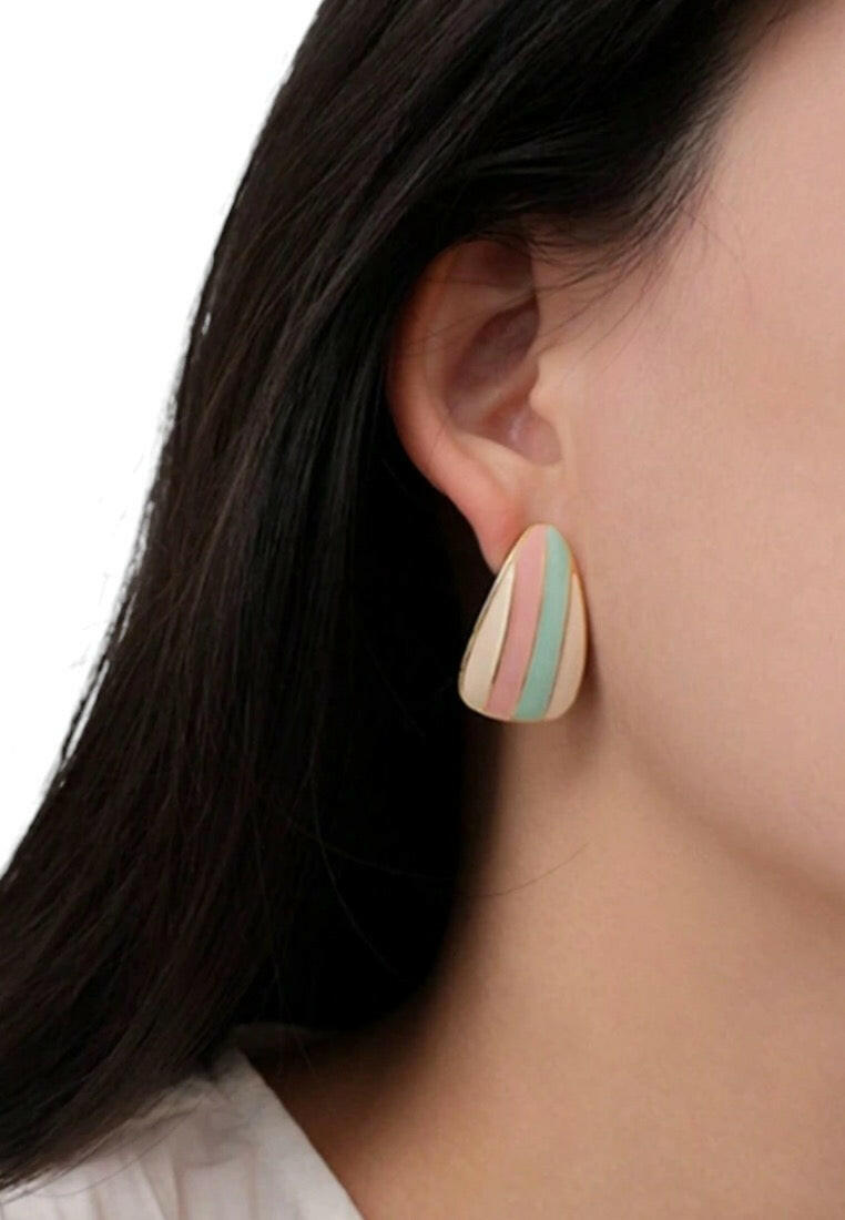 Geometric Waterdrop Color Block Stud Earrings
