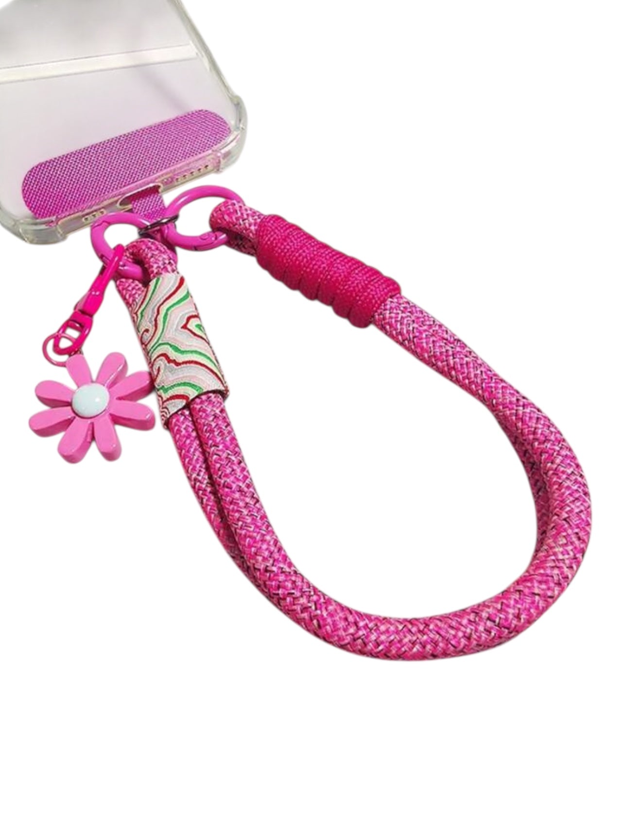 Woven Strap And Daisy Details Wristband Phone Lanyard