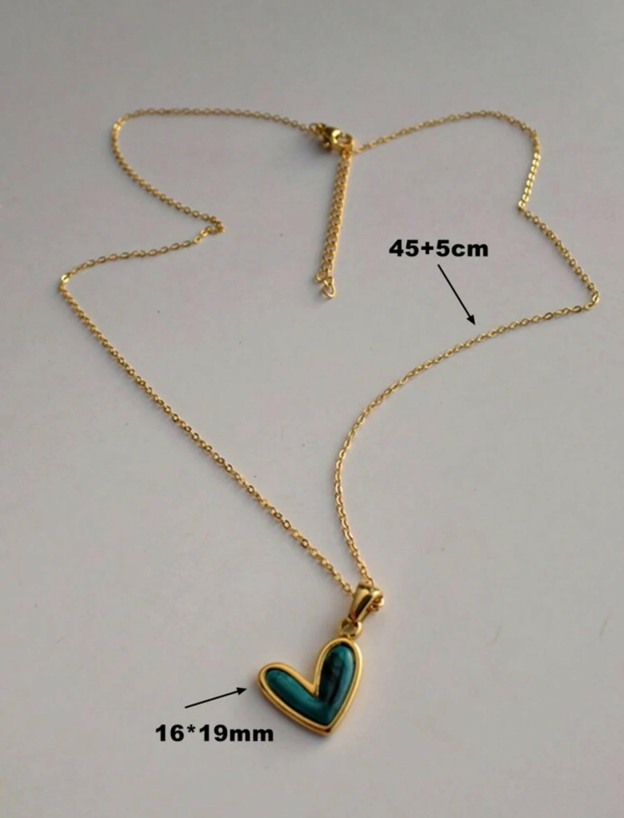 1pc Simple Stainless Steel Slanted Heart Shape Pendant Necklace
