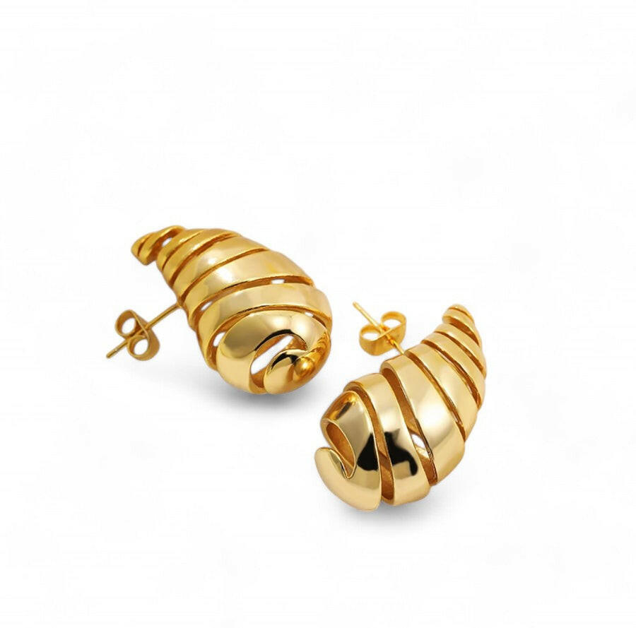 18K Gold-Plated Rotating Horn Earrings