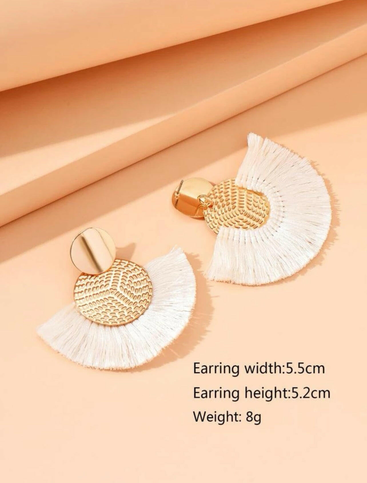 White Tassel Drop Earrings