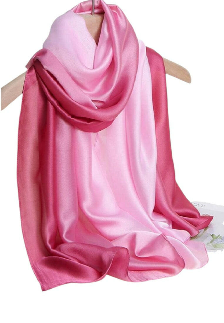 Pink Satin Ombre Shawl Scarf Bandana