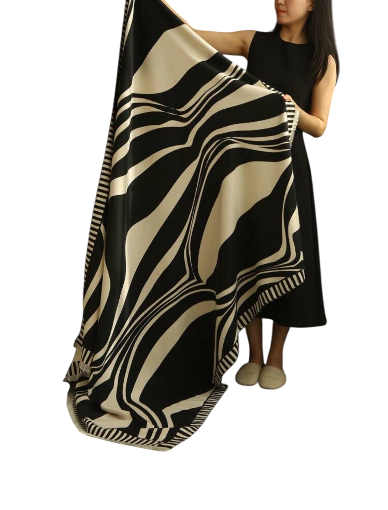 Black & White Minimalist Abstract Jacquard Sofa Blanket