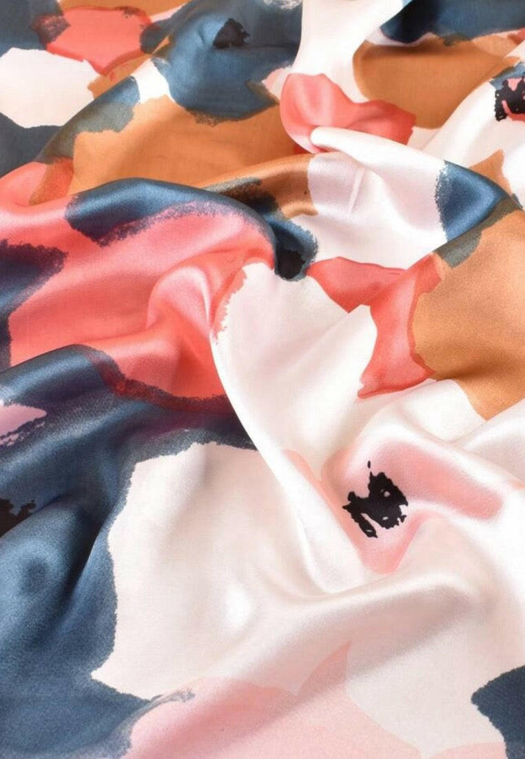 Coral Pink Lotus Flower Pattern Bandana Scarf