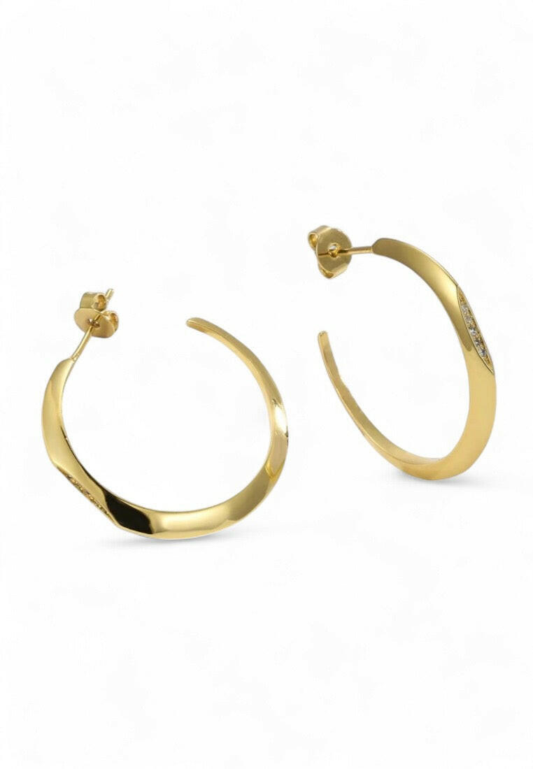 Minimalist Style Zirconia Inlaid Hoop Earrings