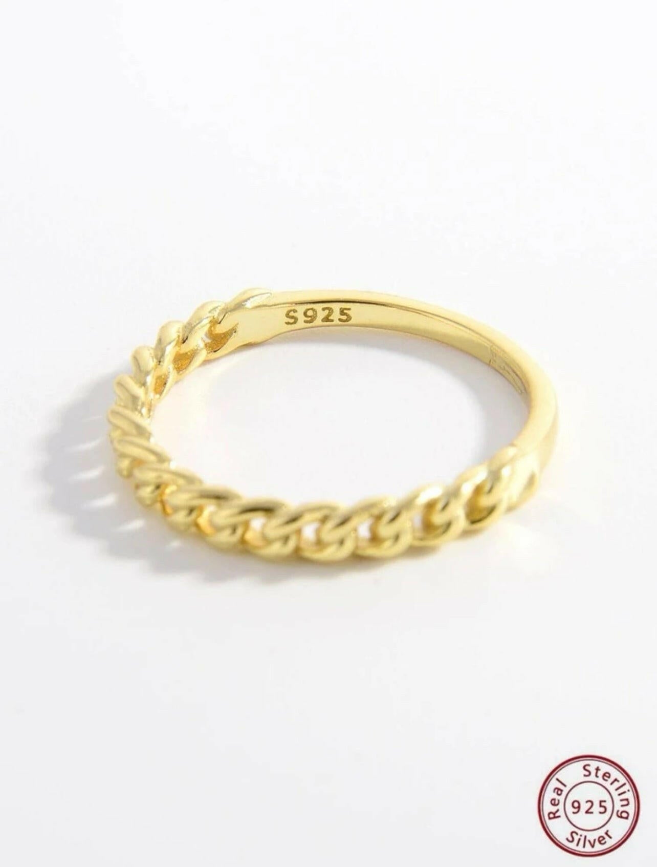 Chain Decor Sterling Silver Ring