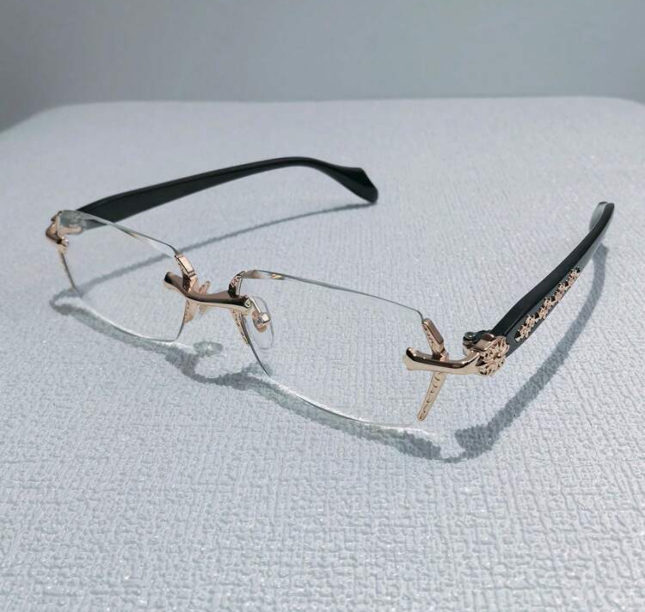 Gold Geometric Flat Glasses