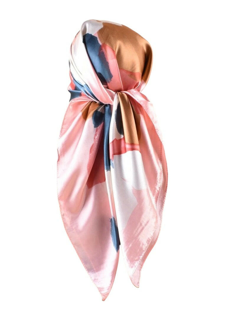 Coral Pink Lotus Flower Pattern Bandana Scarf