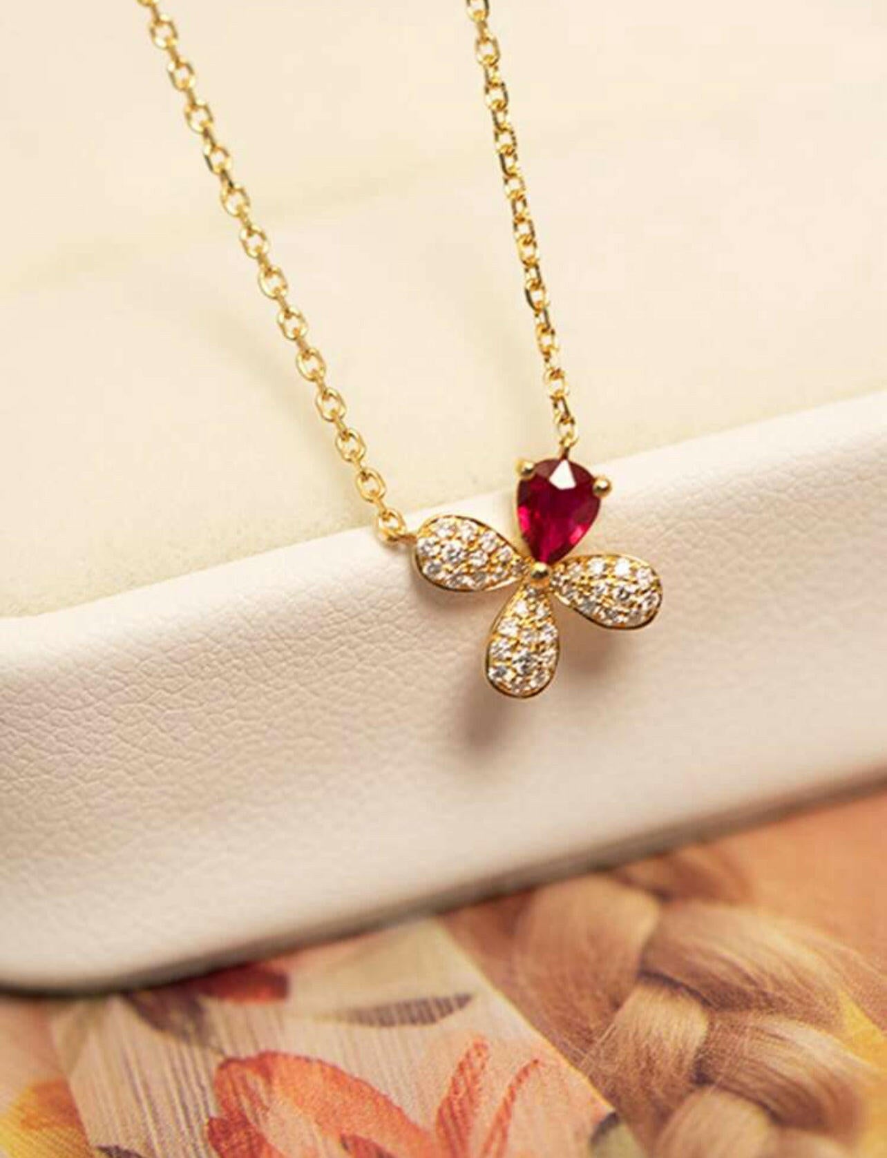 925 Sterling Silver four-leaf clover clavicle chain necklace