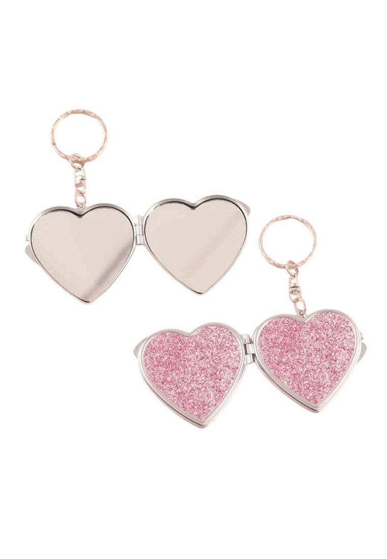 One Piece Pink Glitter Leather Heart Keychain
