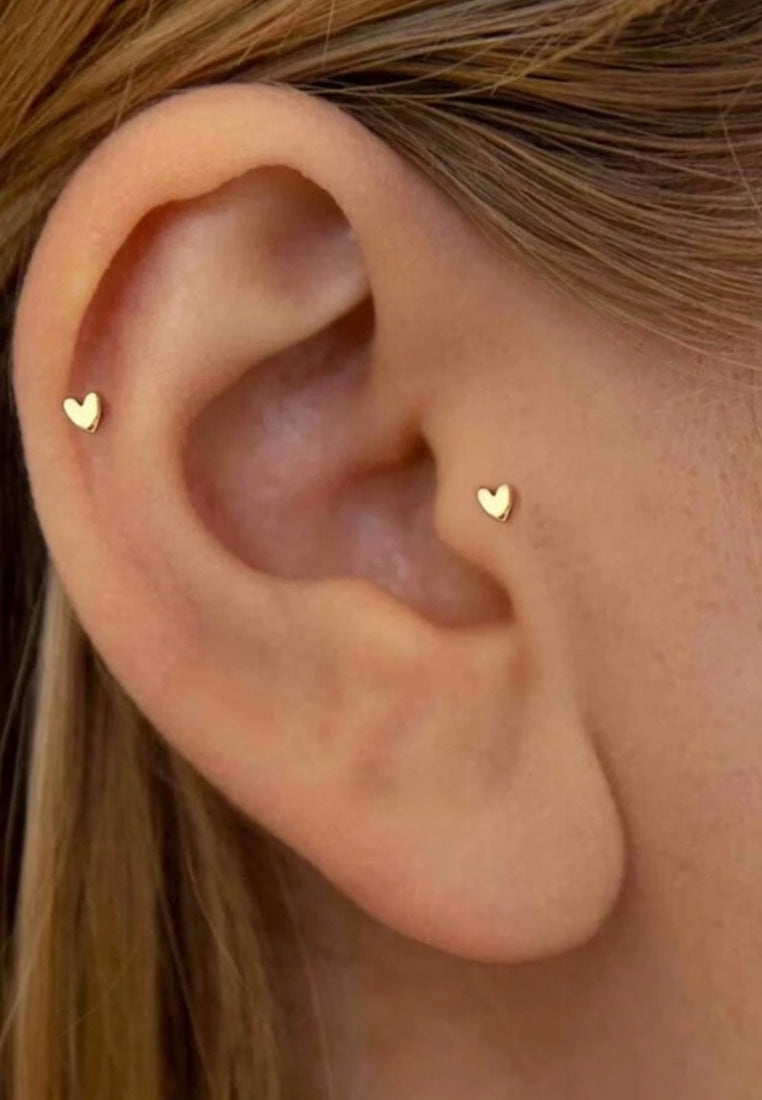 925 Sterling Silver Tiny Heart Stud Earrings