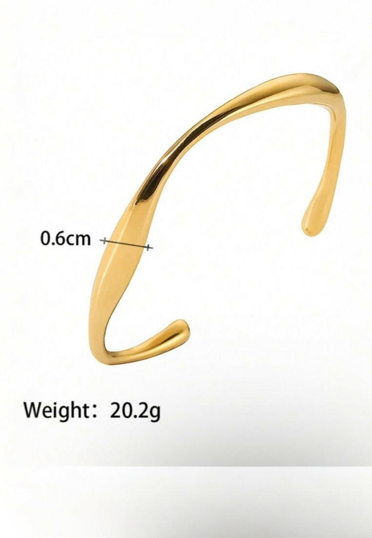 Stainless Steel Gold-Plated Geometric Bangle