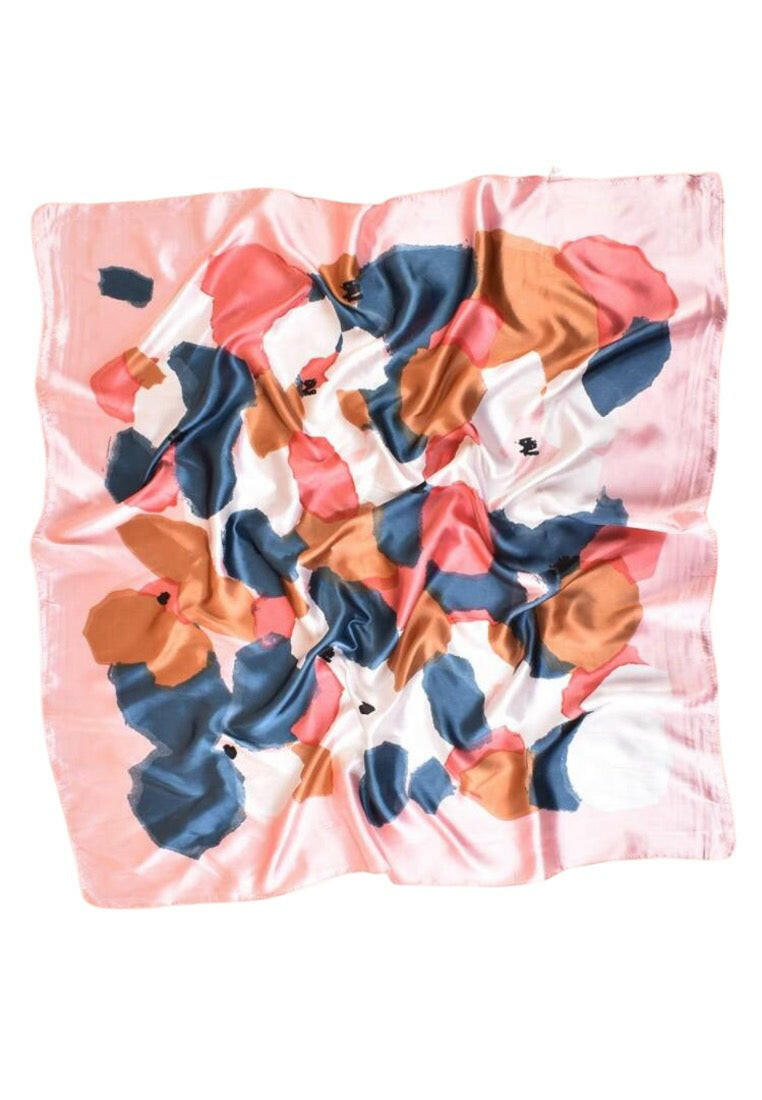 Coral Pink Lotus Flower Pattern Bandana Scarf