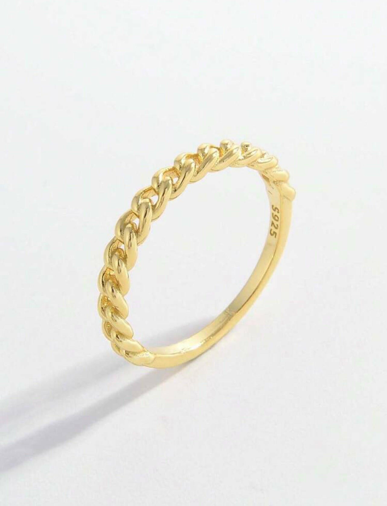 Chain Decor Sterling Silver Ring