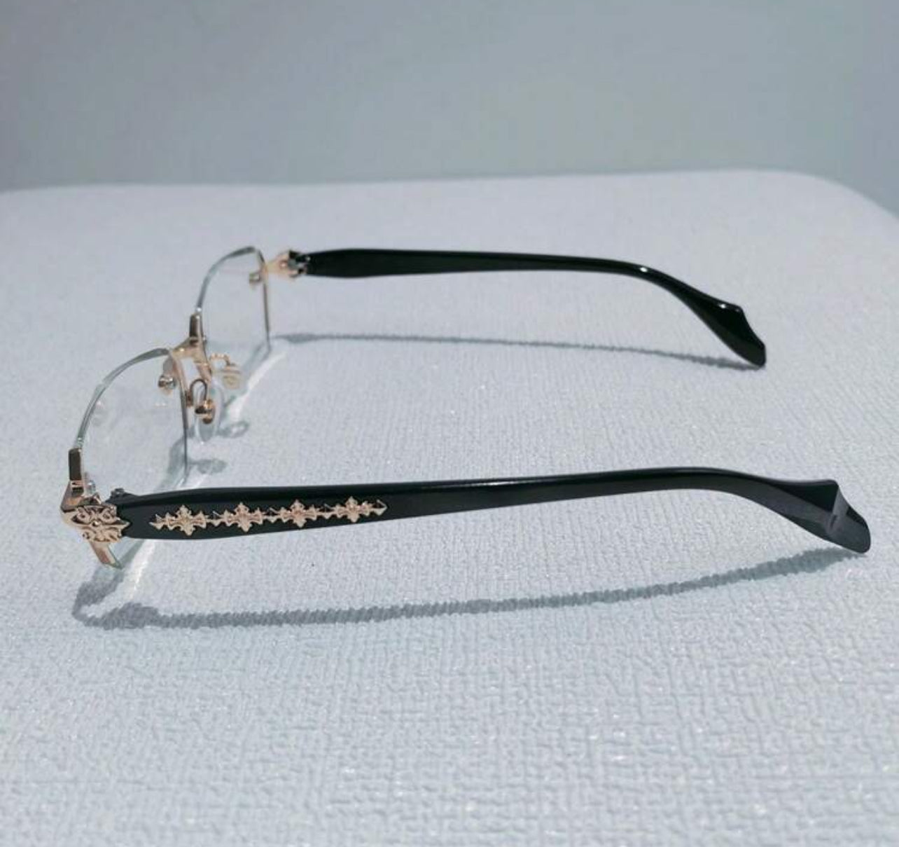 Gold Geometric Flat Glasses