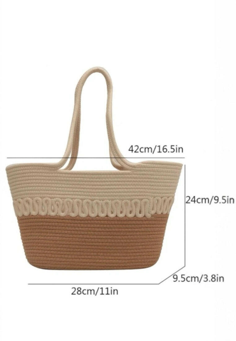 Large Capacity Straw Bag Double Handle