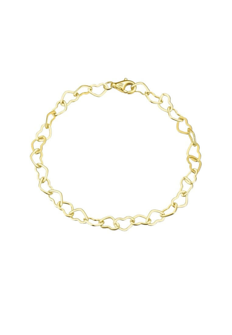 925 Sterling Silver Heart Shape Link Chain Design Bracelet