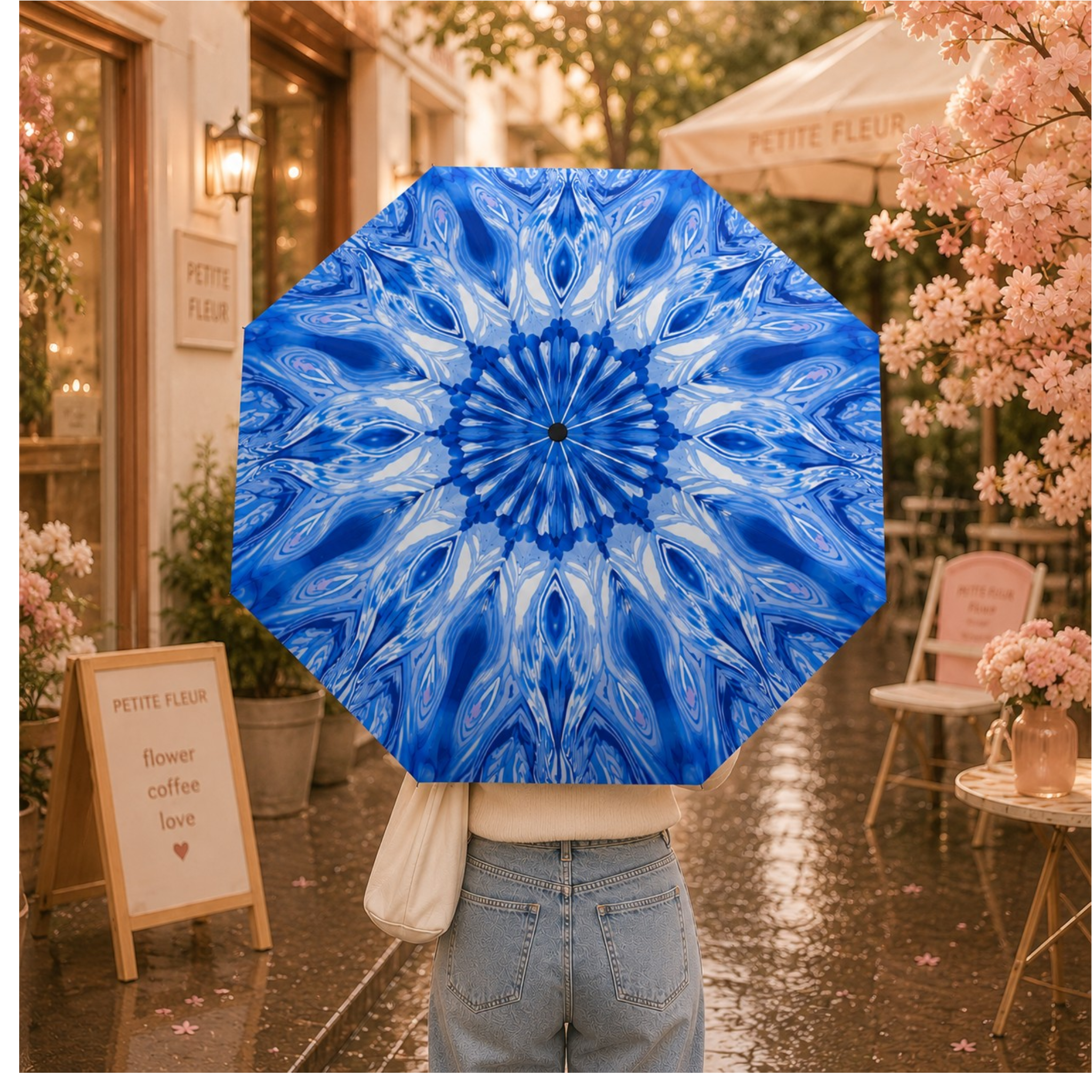 Gradient Blue Patterned Umbrella