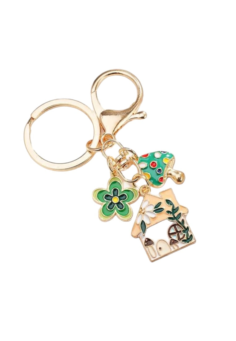 Cartoon House & Mushroom & Flower Keychain