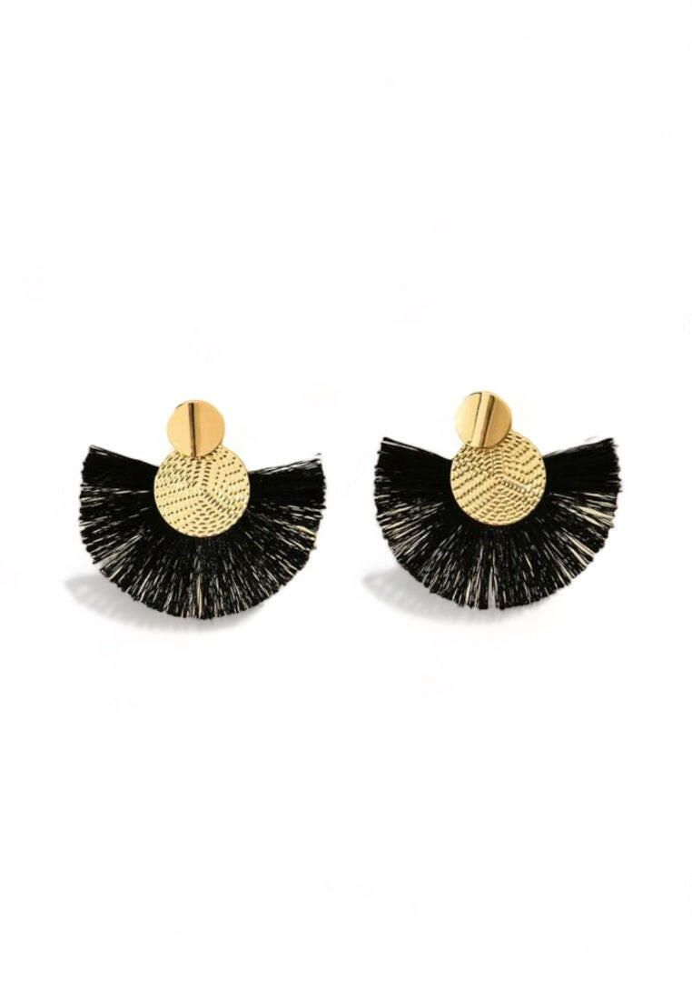 Black Tassel Drop Earrings