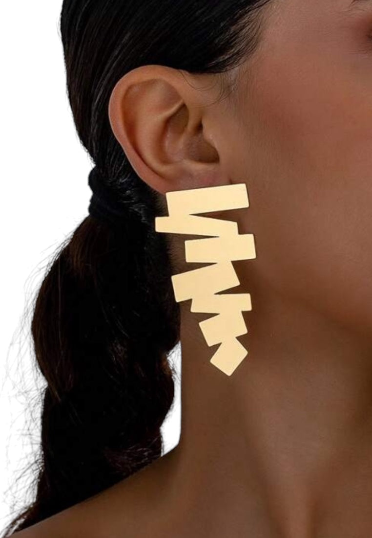 Asymmetrical Geometric Shaped Retro Exaggerated Earrings