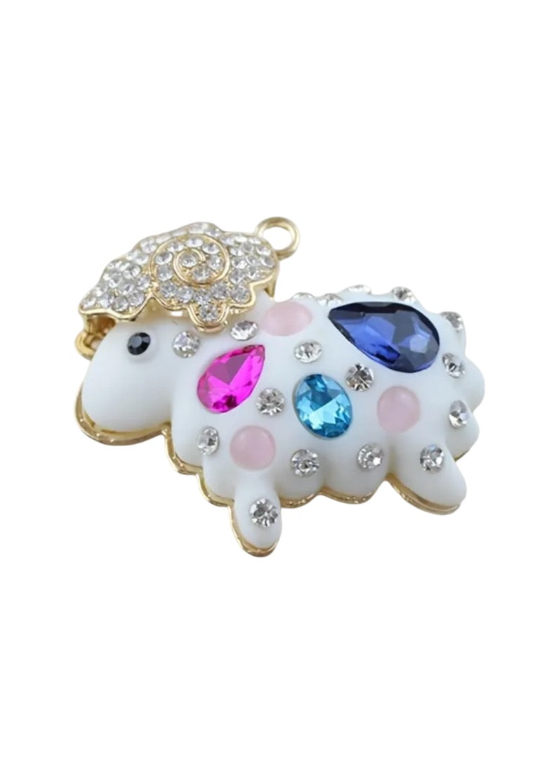 Simple Metal Keychain Pendant With Embedded Crystals