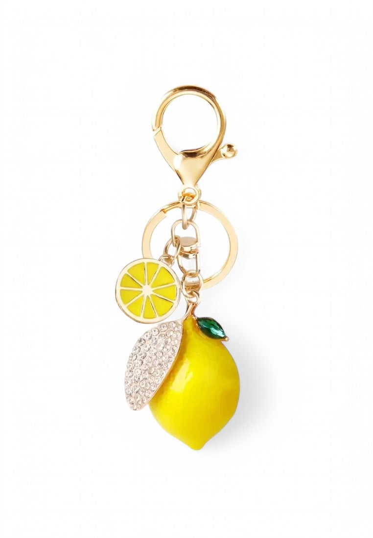Rhinestone Lemon Keychain