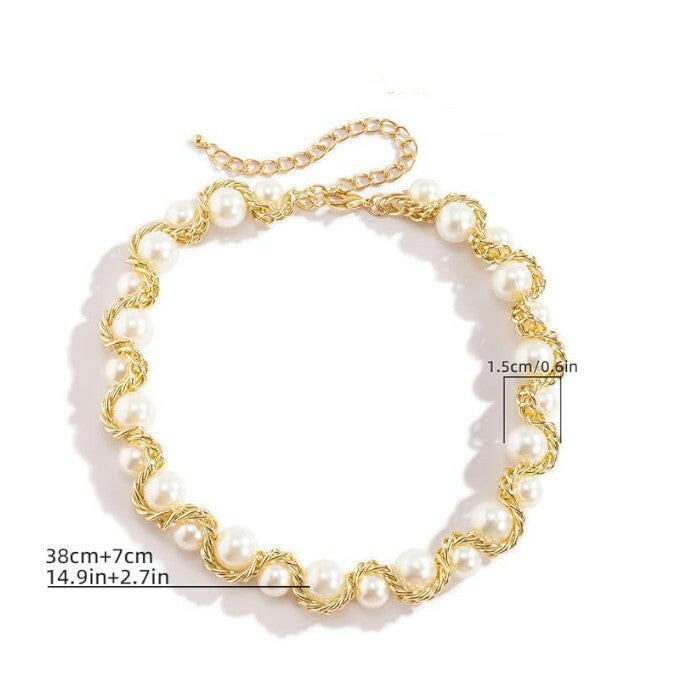 Faux Pearl Beaded Necklace