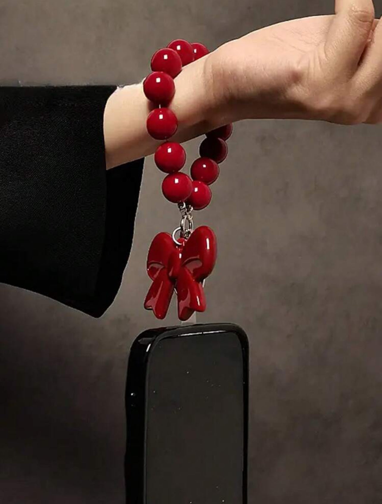 Red Bow Knot Beaded Tassel Wrist Strap