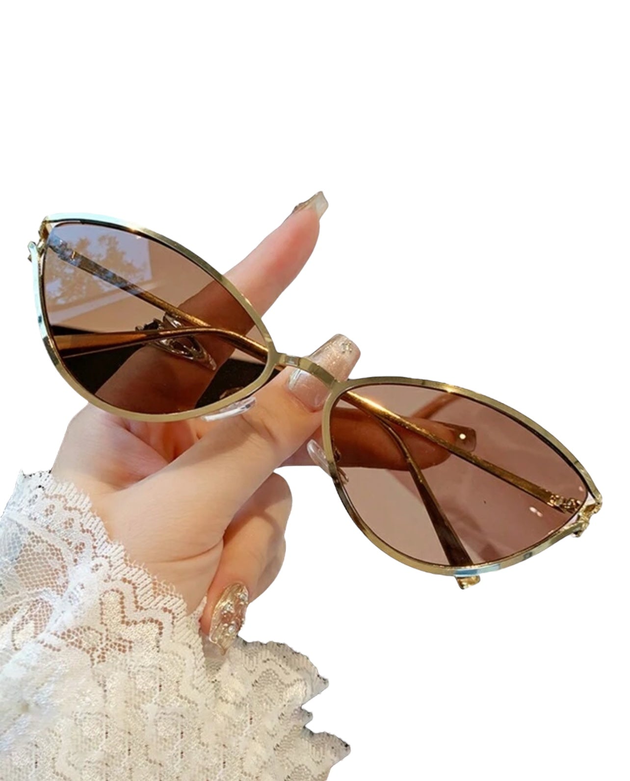 Brown Cat Eye Metal Glasses