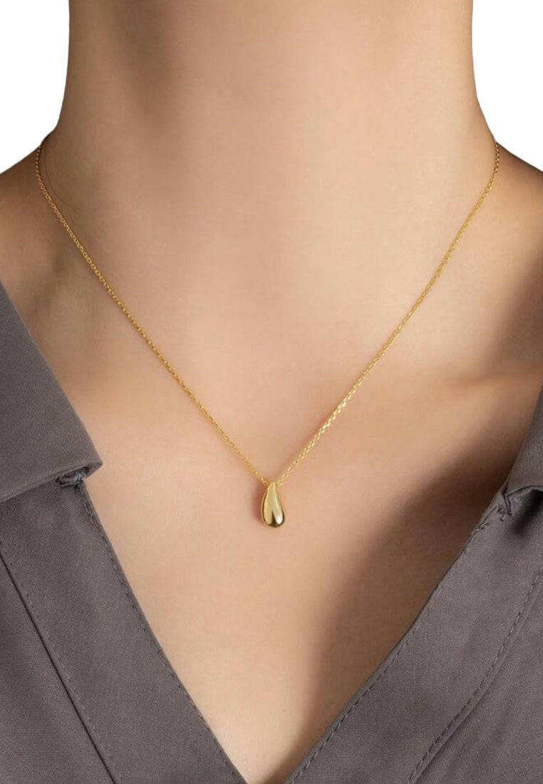 925 Sterling Silver Water Drop Shaped Pendant Necklace