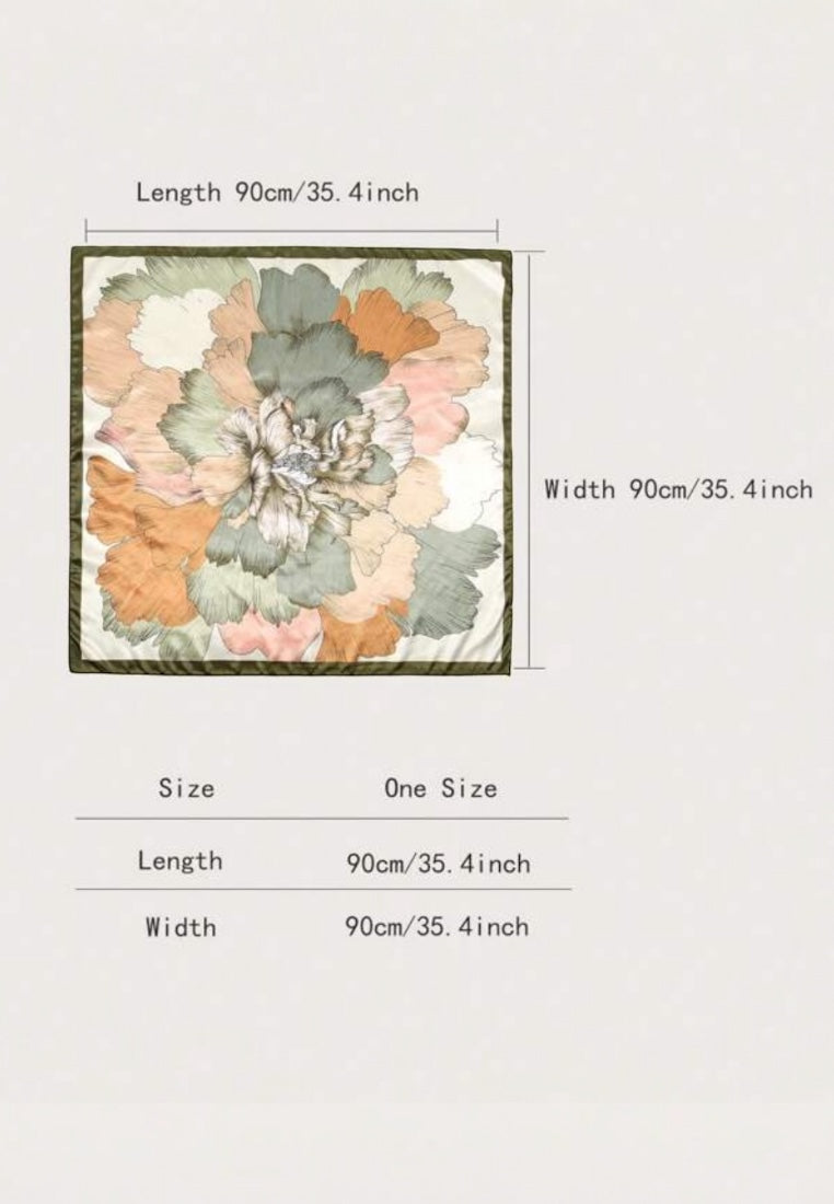 Green Floral Pattern Bandana Scarf
