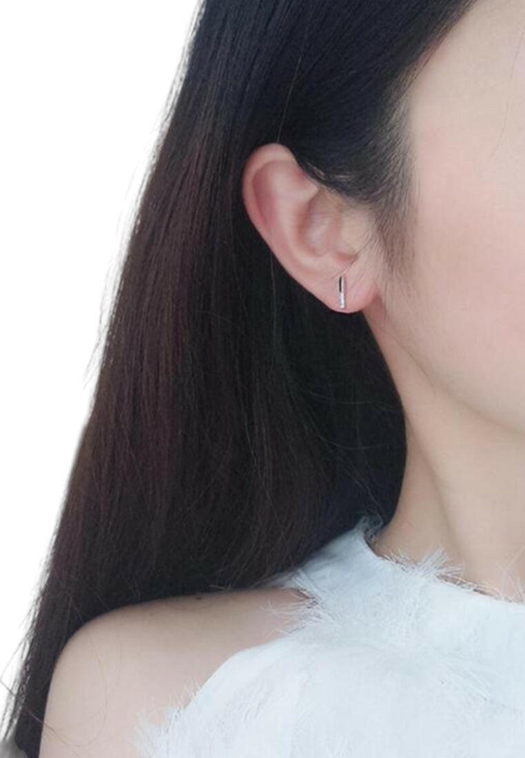 S925 Sterling Silver Minimalist Letter I Design Earrings