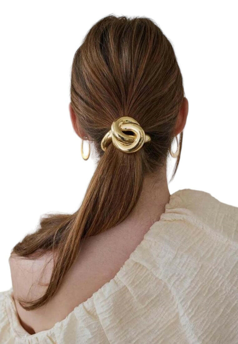 Elegant Golden Metal Geometric Hair Tie