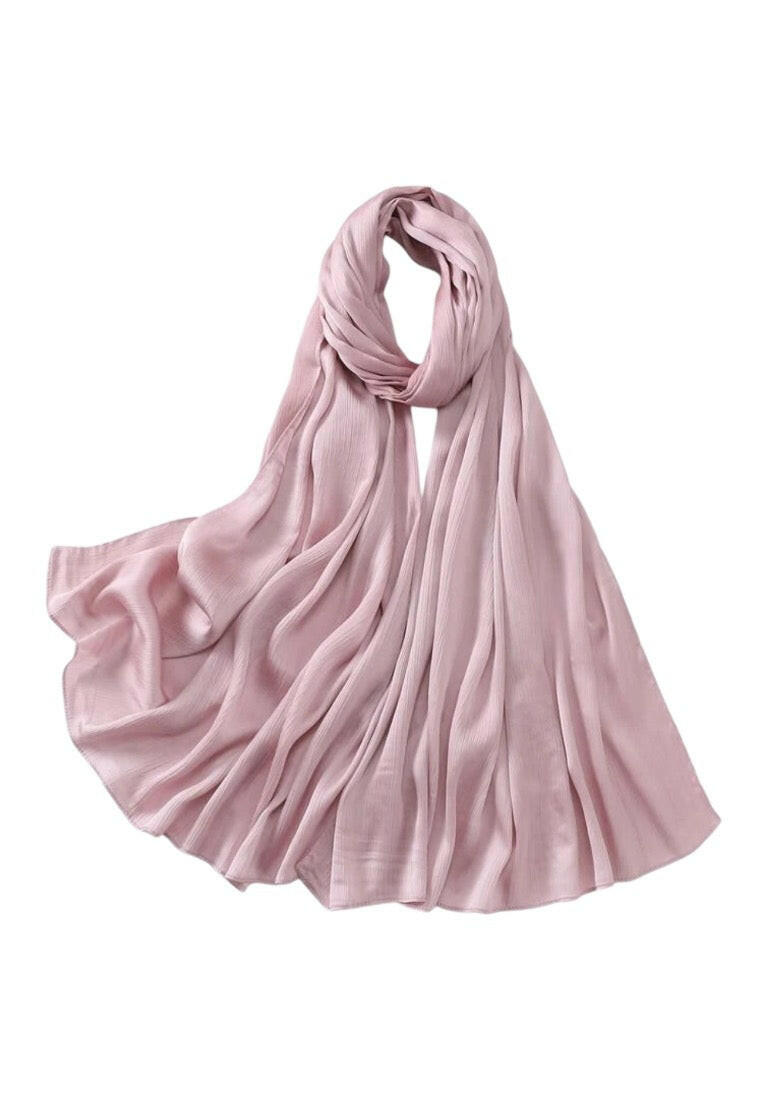 Dusty Pink Natural Crinkle Solid Color Scarf