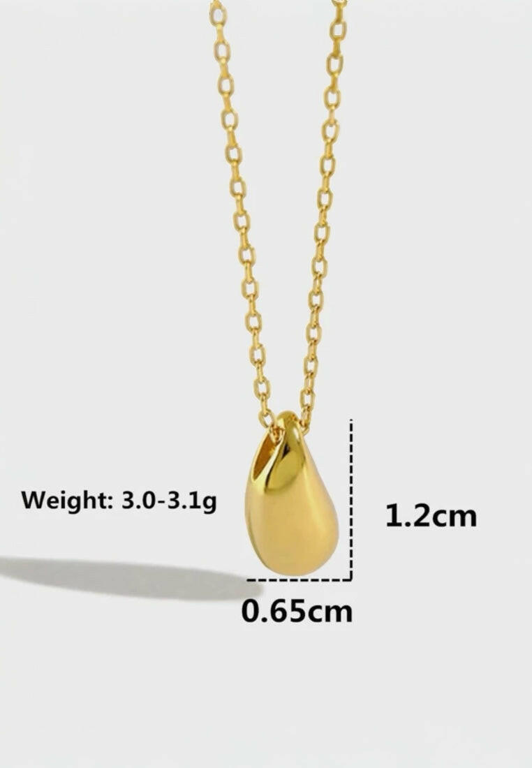 925 Sterling Silver Water Drop Shaped Pendant Necklace