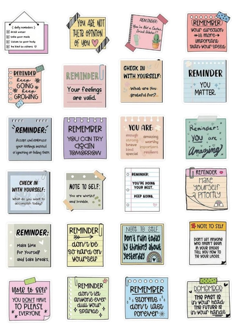 50pcs Cartoon Doodle Reminder Note Stickers