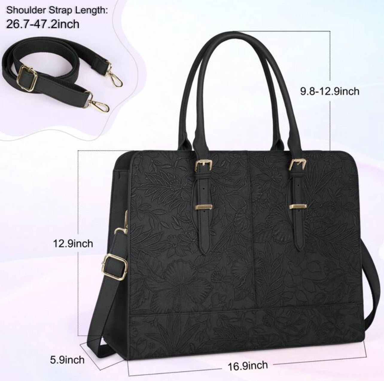 Black 15.6 Inch Laptop Tote Bag