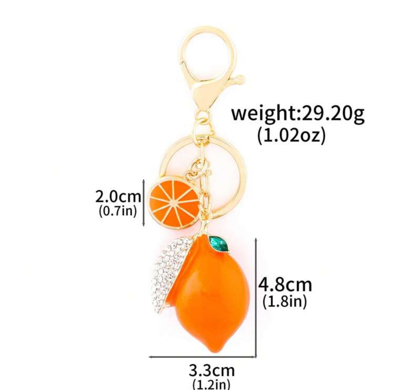 Creative Cute Rhinestone Orange Shaped Keychain